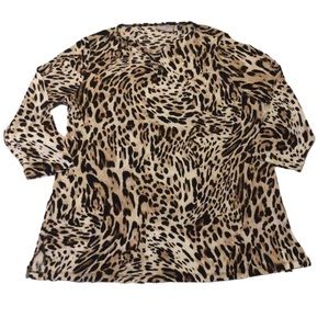 Chico’s Travelers Animal Print Top Women’s Size 2 (12/14)